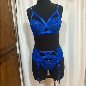 SOLD - Dita von teese Madam X lingerie electric blue S/M